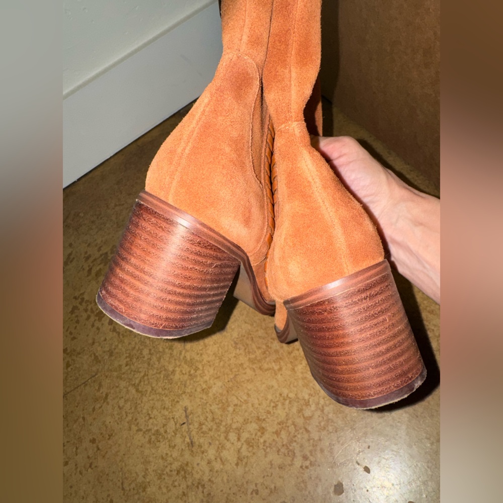 Vince Camuto Zelcinna mid-shaft suede boots warm caramel brown 37/6.5 - Picture 7 of 12